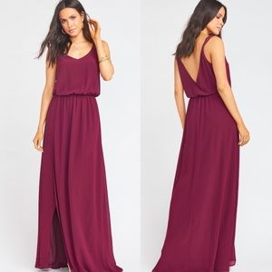 Show Me Your Mumu | ‘Kendall’ Merlot Chiffon Sheer Drapey Formal Maxi Dress